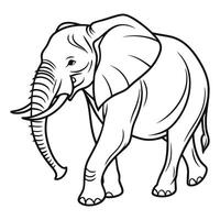 Black and White Elephant Drawing in Minimalist Line Form vector
