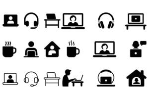 Remote work icons set isolated on white background vector