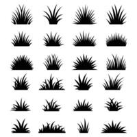 Twenty grass silhouettes set isolated on white background vector