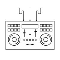 Minimalist DJ Controller Illustration. A clean, black and white line art illustration of a professional DJ controller. vector