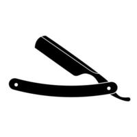 Vintage Straight Razor Silhouette. A classic barbers razor with a sharp, extended blade and a curved handle, representing vintage grooming tools. vector
