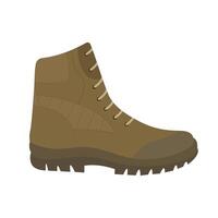 Brown Hiking Boot Side View Illustration. A detailed illustration of a brown hiking boot viewed from the side. vector