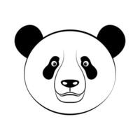 Cute Panda Face Illustration. The design features the pandas round head with two large, black ears, expressive eyes with black patches, a small oval nose and a subtle smile. vector