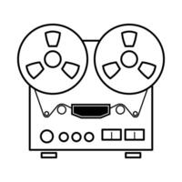 Retro Reel-to-Reel Tape Recorder Illustration. This is a black and white illustration of a retro reel-to-reel tape recorder. vector