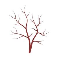 Bare Tree Silhouette with Curved Branches Illustration. A minimalist illustration of a leafless tree with a thick trunk and many curving, branching limbs. vector