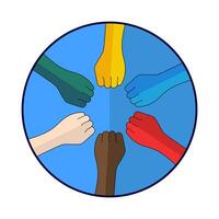 United Hands for a Common Goal Illustration. Stronger Together - A Symbol of Inclusion. Circle of Unity and Equality. Solidarity, cooperation, teamwork and inclusivity. vector