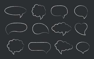 Speech bubbles. Set of crayon, chalk, pencil doodle talk speech bubble frame. Comic speech bubbles for dialog, talk, and chat. vector