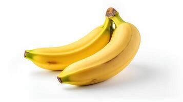 Two Bright Yellow Ripe Bananas Isolated on a White Background photo