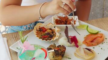 Choice of Appetizer Based on Cooked and Raw Fish At Restaurant video