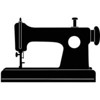 Simple black and white silhouette illustration of a vintage sewing machine for design elements vector