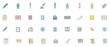 Writing flat Minimal color Icon Set vector