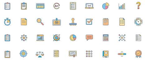 Assessment Flat Color Icon Set Minimal Icons of Evaluation, Testing, and Performance Review vector