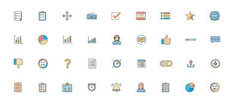 Survey and Feedback Color Icon Set Data Collection, Poll, Questionnaire, Rating UI Icons vector