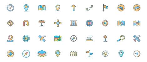 Navigation Flat Color Icon Set Modern Direction, Map, and GPS Icons for Apps and Interfaces vector