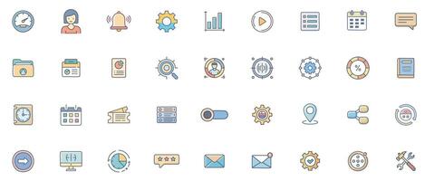 Form and Input flat color Icon Set Minimal Outline Icons of Fields, Controls, and User Interaction Elements vector
