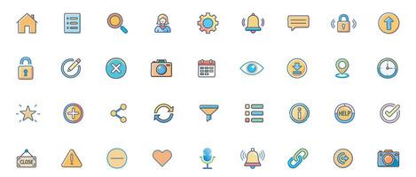 UI Essentials Flat Color Icon Set Modern Interface Symbols for Web, Mobile Apps, and UX Design vector