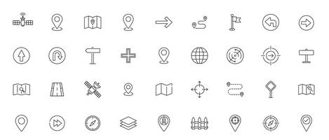 Navigation line art Icon Set Modern Direction, Map, and GPS Icons for Apps and Interfaces vector
