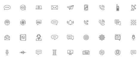 Communication line Icon Set Minimal Icons of Messaging, Devices, and Digital Interaction vector