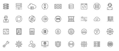 Information Technology line Icon Set Modern Icons of Servers, Networks, Software vector