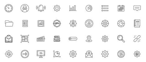 Dashboard line art Icon Set Minimal Icons of Analytics, Controls, and User Interface for Web and App Design vector