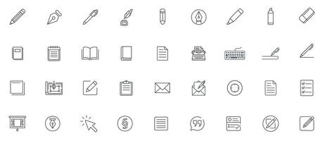 Minimal Writing Line Art Icon Set vector