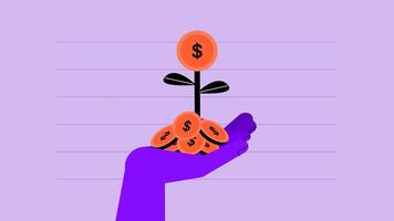 A hand holding a money tree, representing investment and profit video