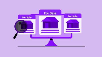 Animation concept of searching for property online video