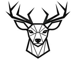Geometric black and white stag head design showing elegant and minimalist wildlife art vector
