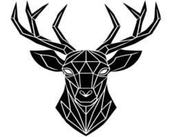 Geometric stag head in black and white modern minimalist design against a white background vector