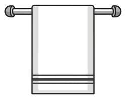 Clean and simple illustration of a white towel hanging on a metal towel rack vector