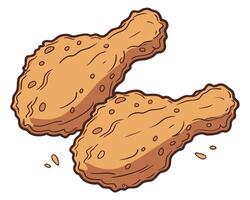 Two cartoon fried chicken drumsticks illustrated with brown outlines isolated on a white background vector