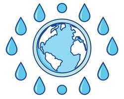 Earth surrounded by water drops symbolizing water conservation and sustainable resources for environmental protection vector