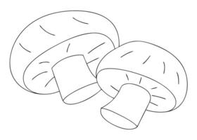 Simple black and white illustration of two freshly picked mushrooms for culinary and design projects vector