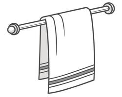 Simple illustration of a white towel hanging on a polished towel bar in the bathroom vector
