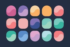 Colorful abstract illustration of rounded squares with wavy overlay designs and gradient background vector