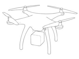 Detailed outline illustration of modern drone technology for aerial photography and surveillance vector