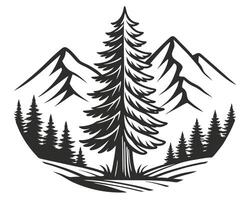 Silhouette design featuring majestic pine trees and mountains in a nature inspired landscape vector