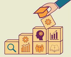 Building a career success path educational process with symbolism of knowledge and achievement vector
