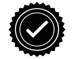 Black and white illustration of a seal symbolizing approval or certification with a checkmark vector
