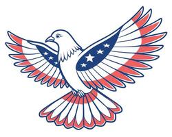 American flag inspired dove with open wings symbolizing freedom and patriotism vector