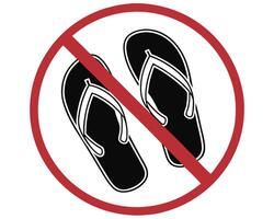 Prohibition sign featuring flip flops displaying no footwear allowed rule enforcement guidance vector