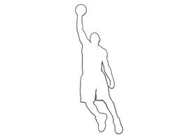 Silhouette illustration of a basketball player shooting a ball with athletic movement vector