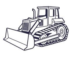Simple outline illustration of a bulldozer ready for construction projects and heavy earthmoving vector