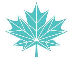 Modern geometric teal maple leaf design isolated on white background illustration vector