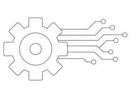Gear mechanism integrating with circuit board representing technology and engineering concepts vector