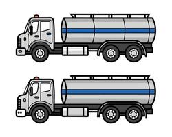 Two flat designed tanker trucks isolated on a white background for transportation concepts vector