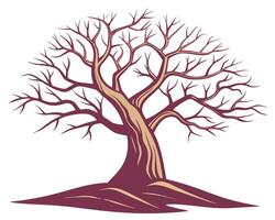 Elegant illustration of a bare tree with detailed branches on a white background vector