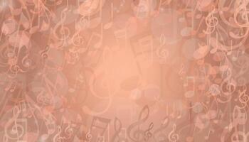 Bokeh style music background with notes. Soft, beige musical background for website, music events, contests, karaoke, cards, competitions. vector