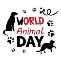World Animal Day Graphic ,Celebrate World Animal Day with this impactful design featuring silhouettes of an elephant, a lioness, and seagulls, alongside bold typography. vector