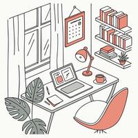 Cozy Home Office Setup Productivity and Comfort in Your Workspace vector